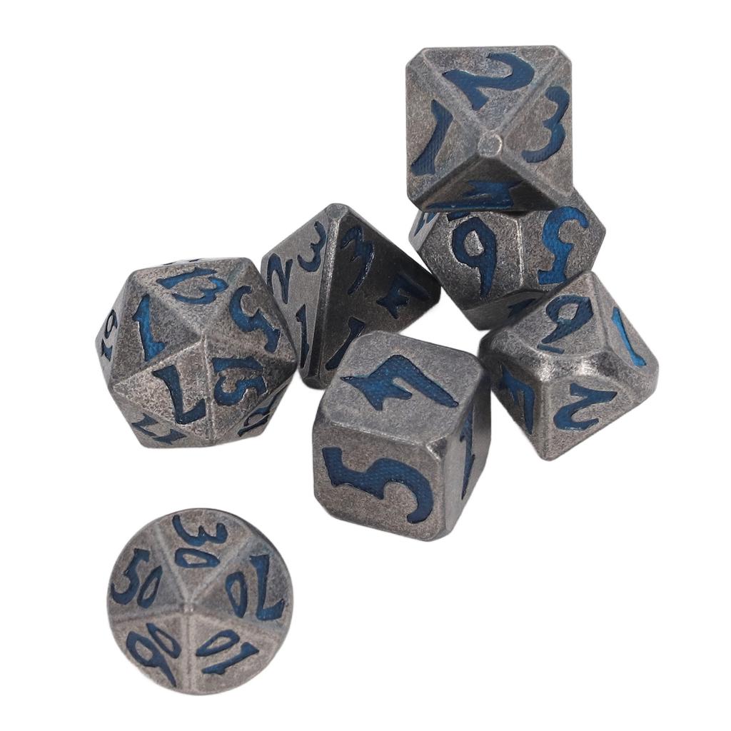 7 Stück Polyedrische Würfel Feiertagsparty Tabletop-Rollenspiel Leuchtende Metallwürfel für Männer Frauen