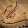 Herren Basic Stiefel lässige Echtleder Stiefel bequeme flache Sohle runde Zehenpartie klassische Schnür-Oxford-Schuhe atmungsaktive Outdoor-Schuhe