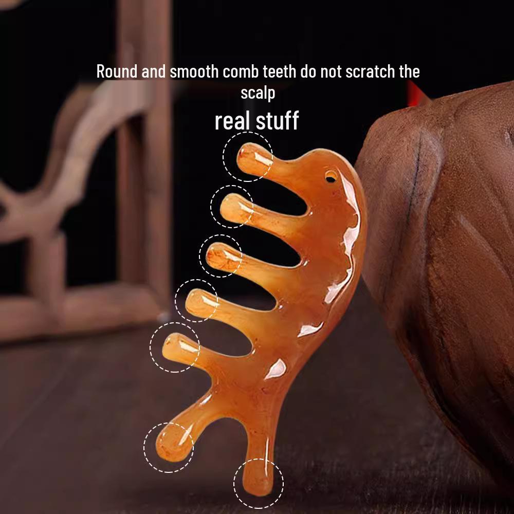Horn Comb Ox Bone Meridian Massager: Five-Finger Head Therapy Comb for Men & Women