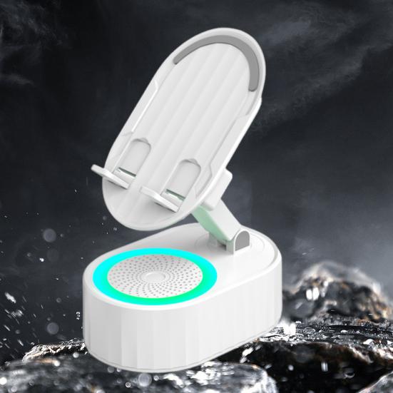 Cep Telefonu Standı 360 Derece Dönebilen Kablosuz Ses Bluetooth Uyumlu Hoparlör Telefon Tutucu Renkli Ortam Işığı ile