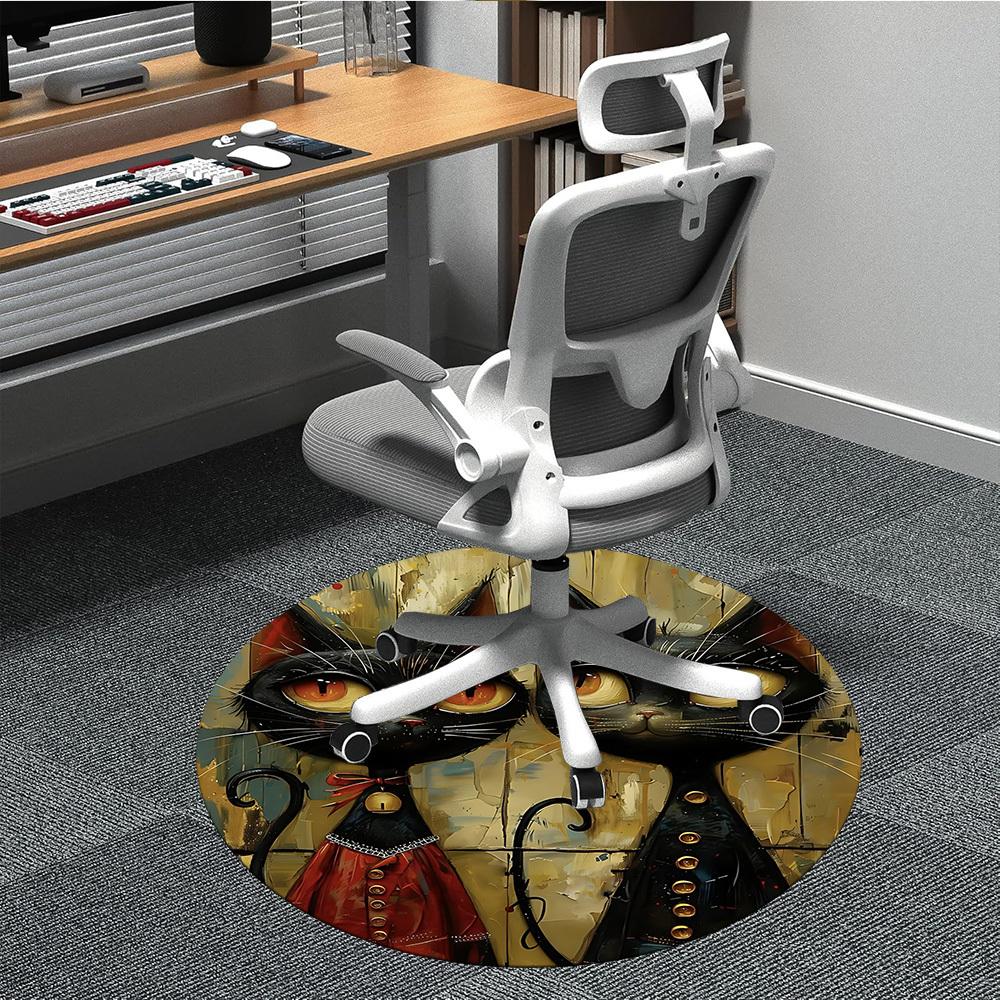 

1PC Feline Fashion Office Round Area Rug, Indoor Mat Suitable ForOffice, Under Office Chairs Bedroom Living Room Home Decor, Room Deco, D005 80cm by 80cm