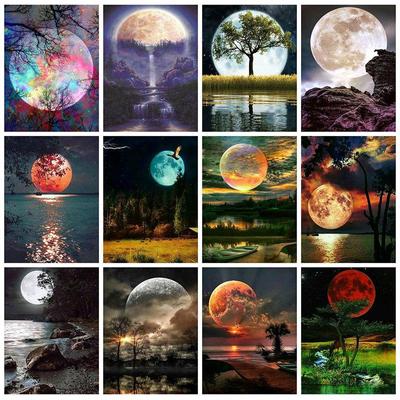 Full 5D Diy Diamond Painting Moon Landscape World Diamond Embroidery Cross Stitch Home Decor Handmade Gift
