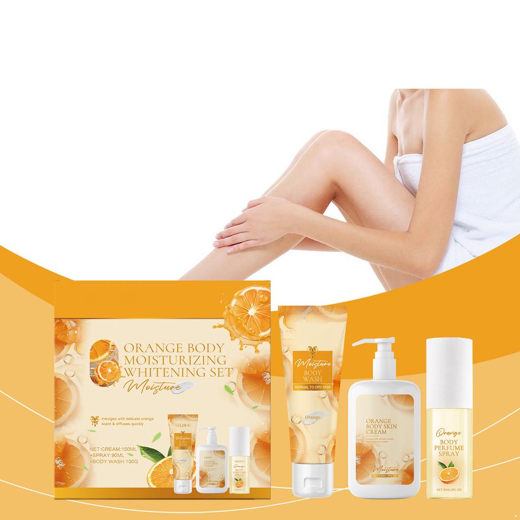 3 Piece Citrus Body Care Gift Set With 100g Energizing Shower Gel 150ml Hydrating Lotion 90ml Eau De Toilette Moisturizing and Cleansing