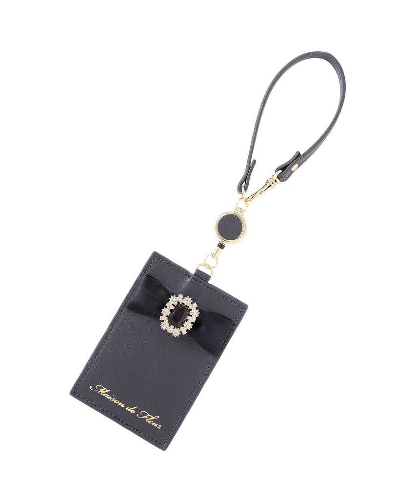 Maison de FLEUR de Retractable Bijou Ribbon Pass Size Pass Case 08001387300 (Maison Fleur) Case, Navy, F,