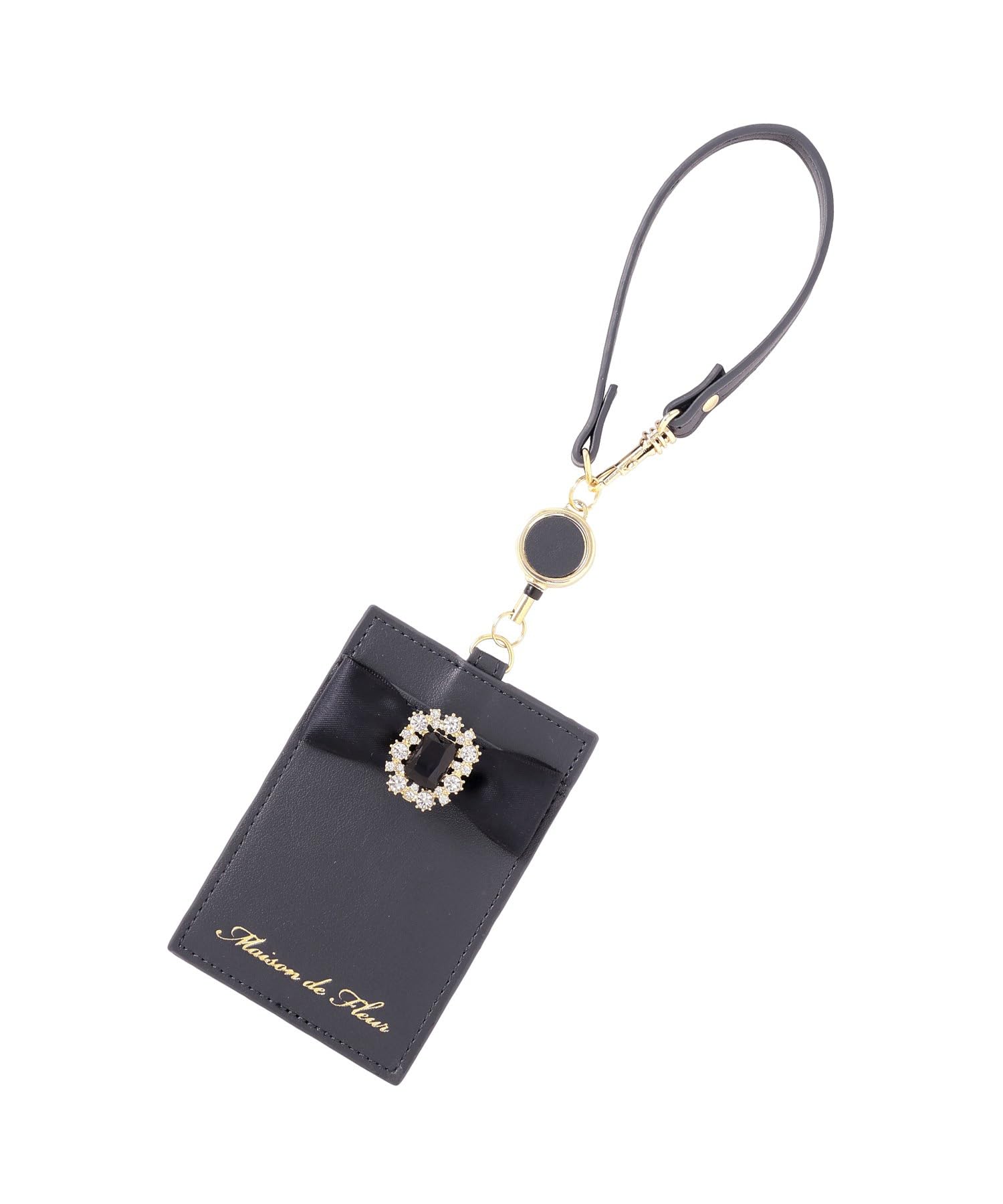 Maison de FLEUR de Retractable Bijou Ribbon Pass Size Pass Case 08001387300 (Maison Fleur) Case, Navy, F,