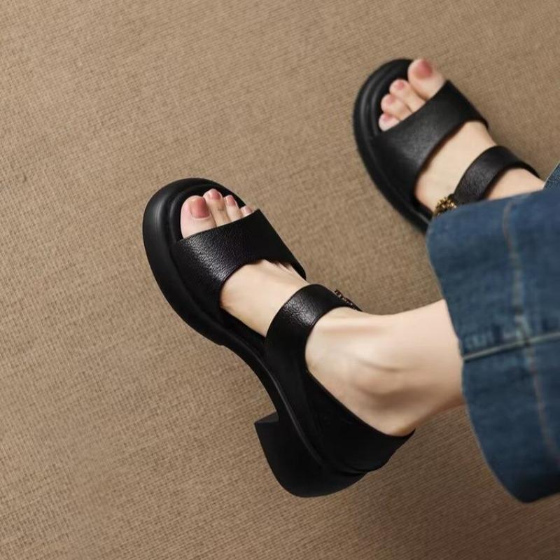 

Roman Style Sandals Women s 2026 New Summer Outdoors Wear Casual Heightened Block Heel Shoes 40 чорний