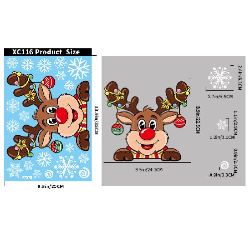 Kerst Blauwe Sneeuwman Raamstickers Kerstman Vogel Sneeuwvlok Eland Ornamenten Vrolijk Kerstfeest Gelukkig Nieuwjaar