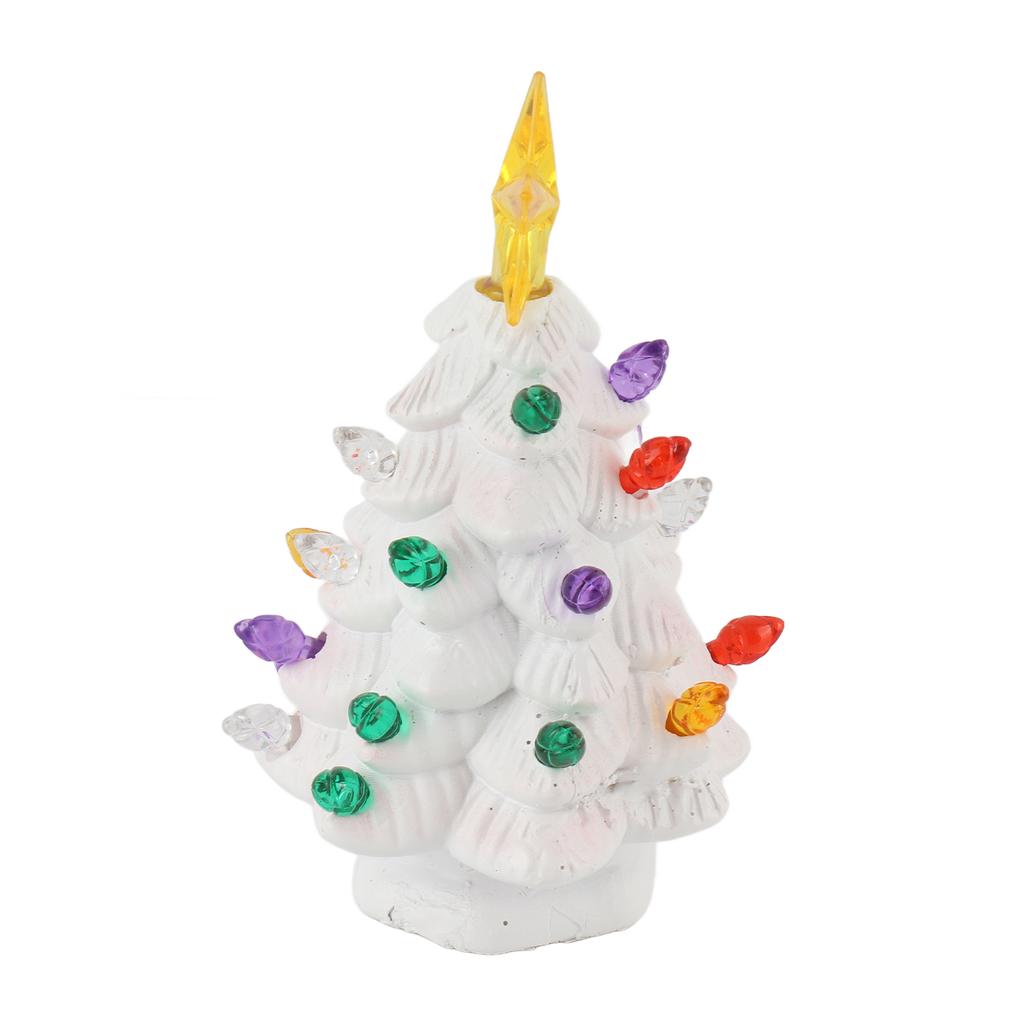 Resin Xmas Tree 4 Inch Colorful Miniature Xmas Tree Figurine Holiday Decoration for Window Yard Display