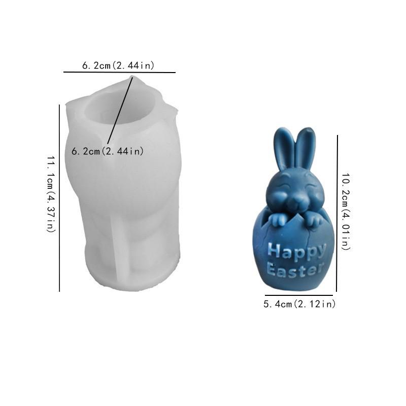 3D Easter Bunny Candle Silicone Mold Rabbit Egg Aromatherapy Resin Crafts DIY Candle Making Mould Holiday Gift