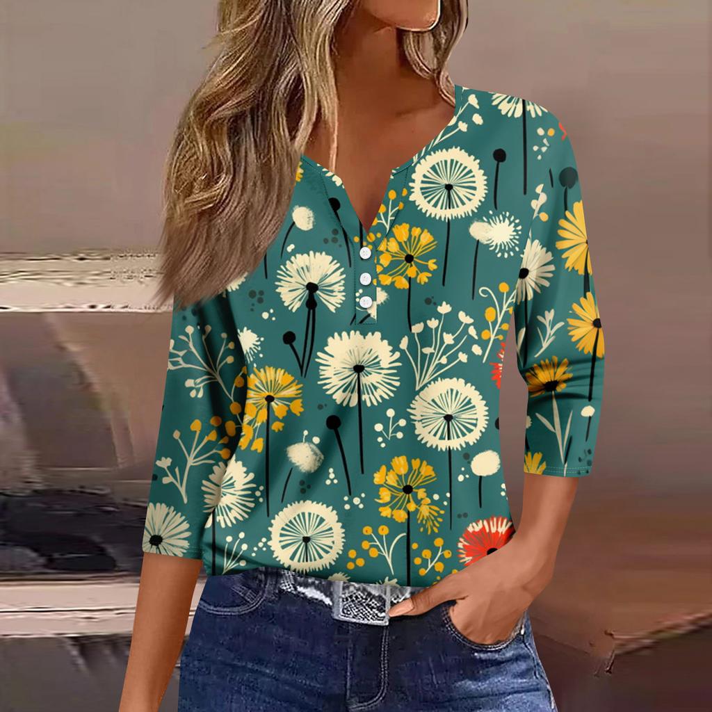 Women's 3/4 Sleeve Shirts Graphic Tees Shirts Casual Basic Tops Pullovers