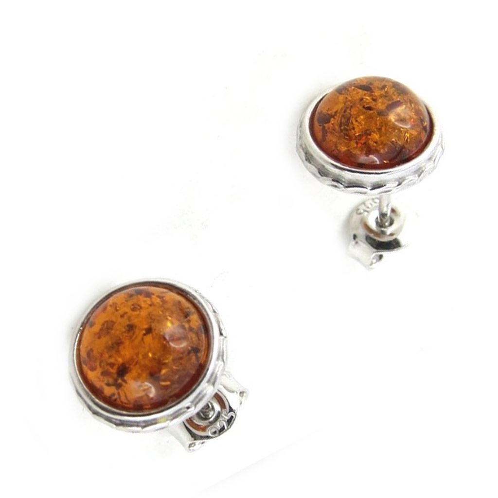 Les Trésors De Lily [N1992] - Cognac Amber 'Inspiration' Silver Earrings (rhodium-plated) - 10 Mm