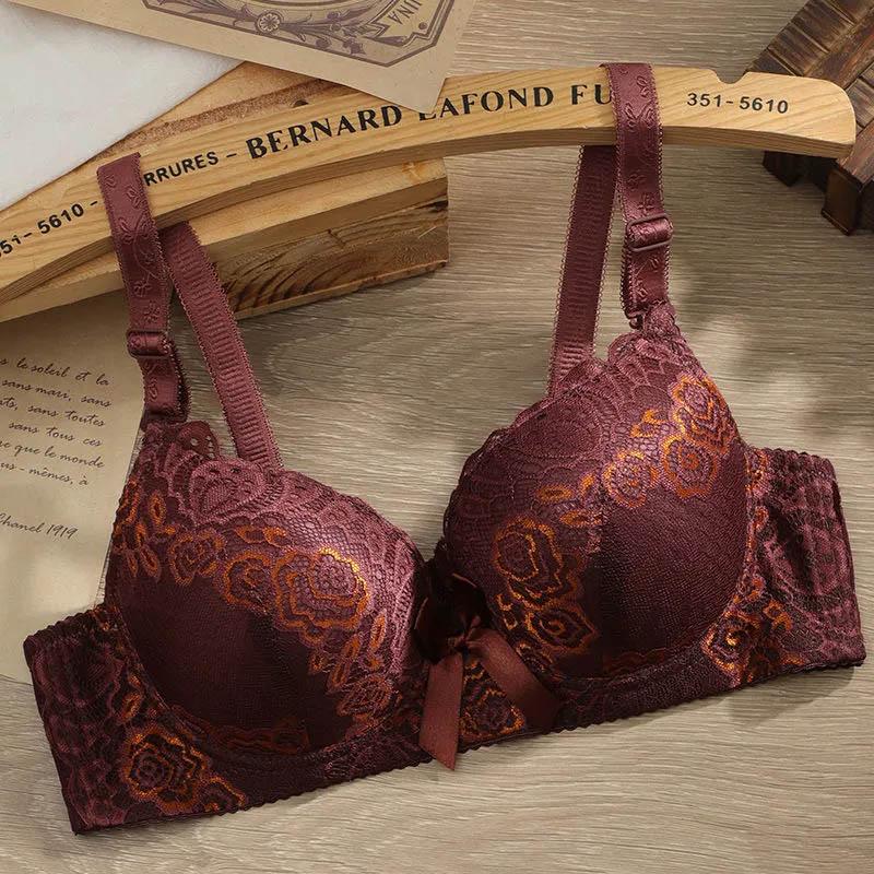 Ladies Lace Sexy Comfortable Push Up Bras with Steel Rings Thin Bras Anti-Sagging Adjustable Push Up Bras