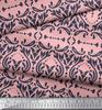 Soimoi Pink Japan Crepe Satin Fabric Moroccan Damask Print Fabric by metre 42 Inch