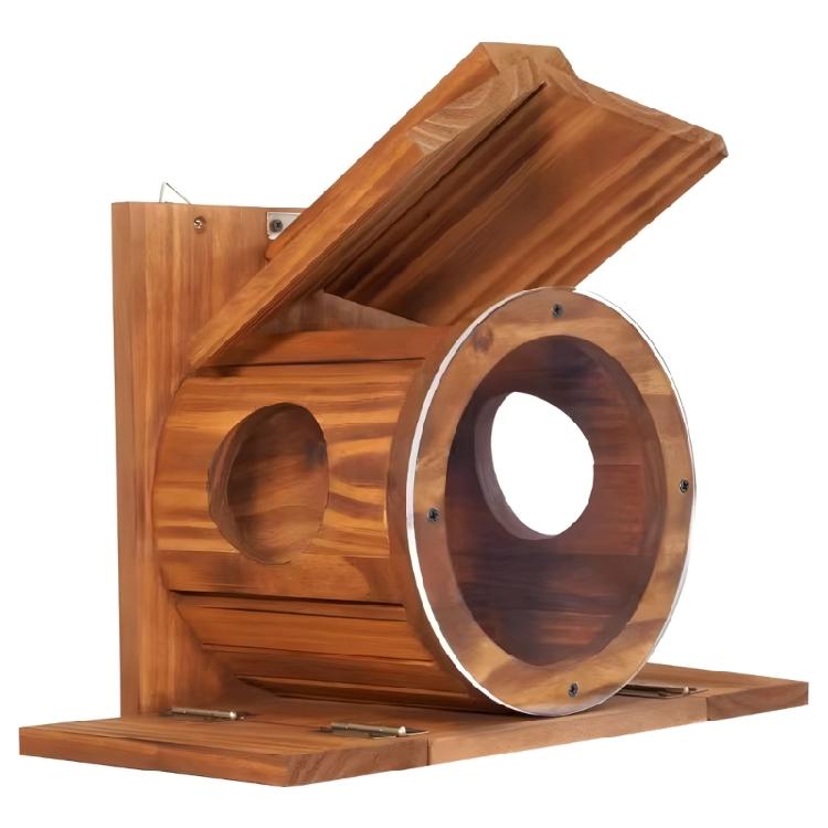 

Strong Wooden Hanging Wildlife Food Dispenser For External Use Holds almonds And Corn On ear 1