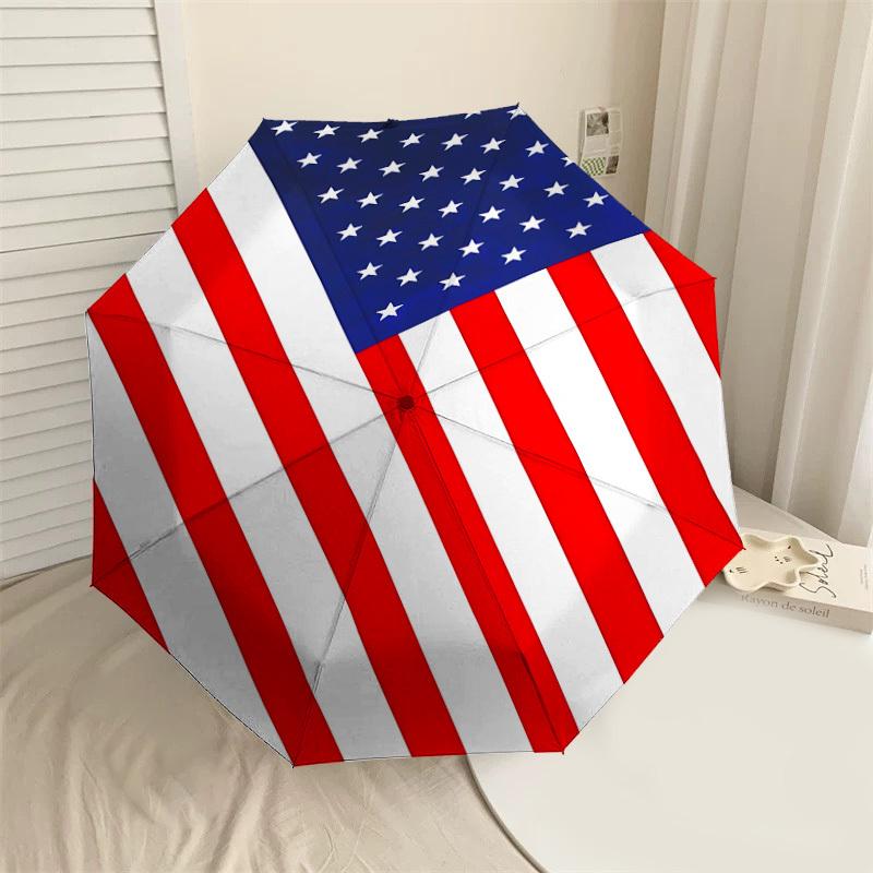 

1pc flag stars Automatic Open/Close Umbrella with Windproof, 8-Rib Sturdy Canopy, Durable Ribs, Fashionable Design1159A