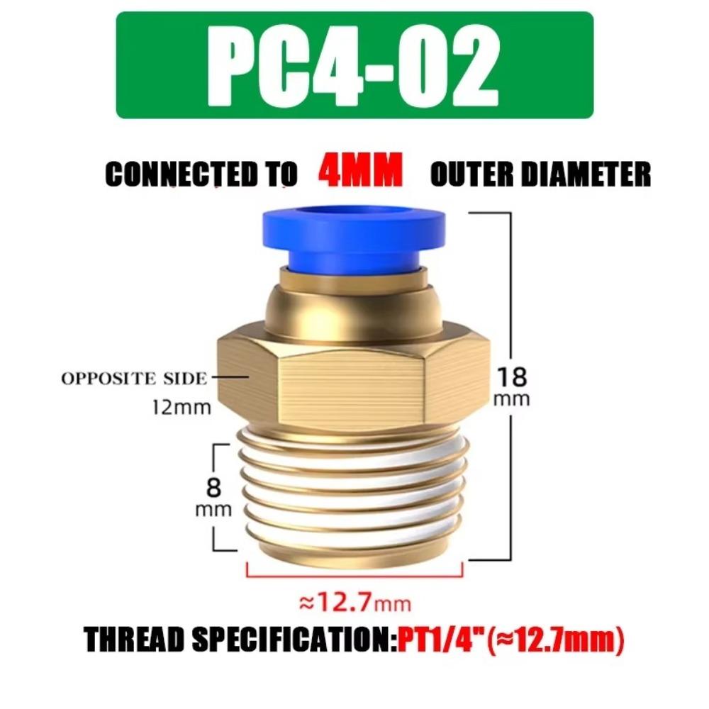 High Quality Brass Pneumatic Fitting PC 4 6 8 10 12MM Multi Size Air Connector Pipe Quick Connectors Pneumatic Systems