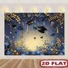 2D Flat 2D Flat - 2D Flat 2D Flat - 1pc 2D Flat Elegant Graduation Backdrop Black Graduation Gold Blue Gold Floral Decor Stars