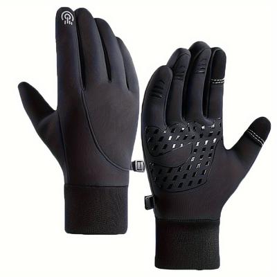 Men Winter Waterproof Cycling Gloves Outdoor Sports Running Motorcycle Ski Touch Screen Fleece Gloves Non-slip Warm Full Fingers