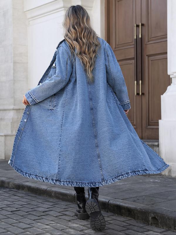 2026 Autumn/Winter Women's Loose Long Denim Jacket
