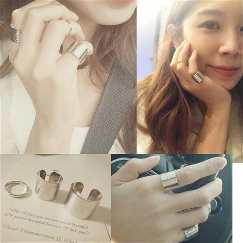 3Pcs/set Fashion Vintage Simple Geometrical Irregular Hip Hop Finger Ring Set Women Jewelry Accessories Gift