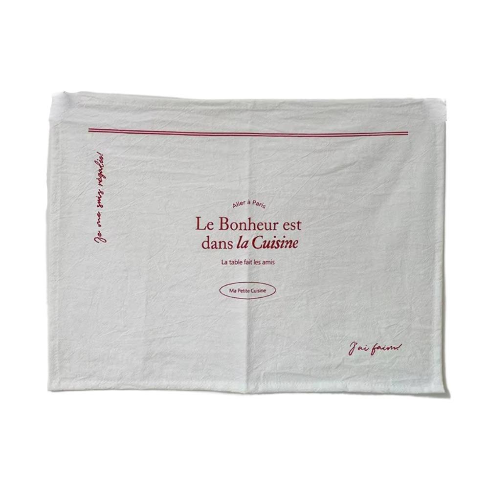 2PCS with English Red Word Printed Meal Mat Pure Cotton Cover Cloth Creative Table Napkins  Home