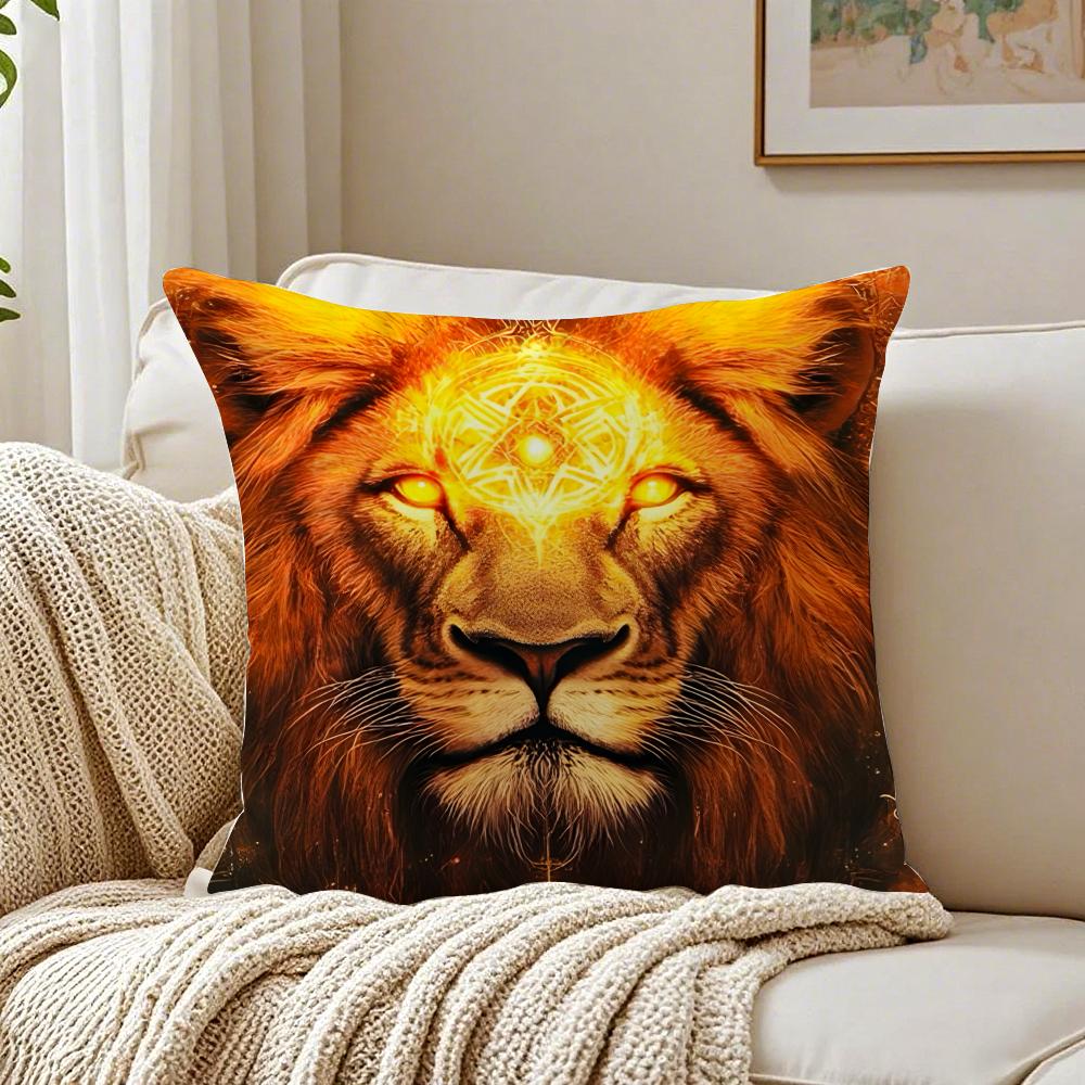 Cool Anime Lion Pillow Case Organic Short Plush Cushion Covers Breathable Washable WrinkleResistant