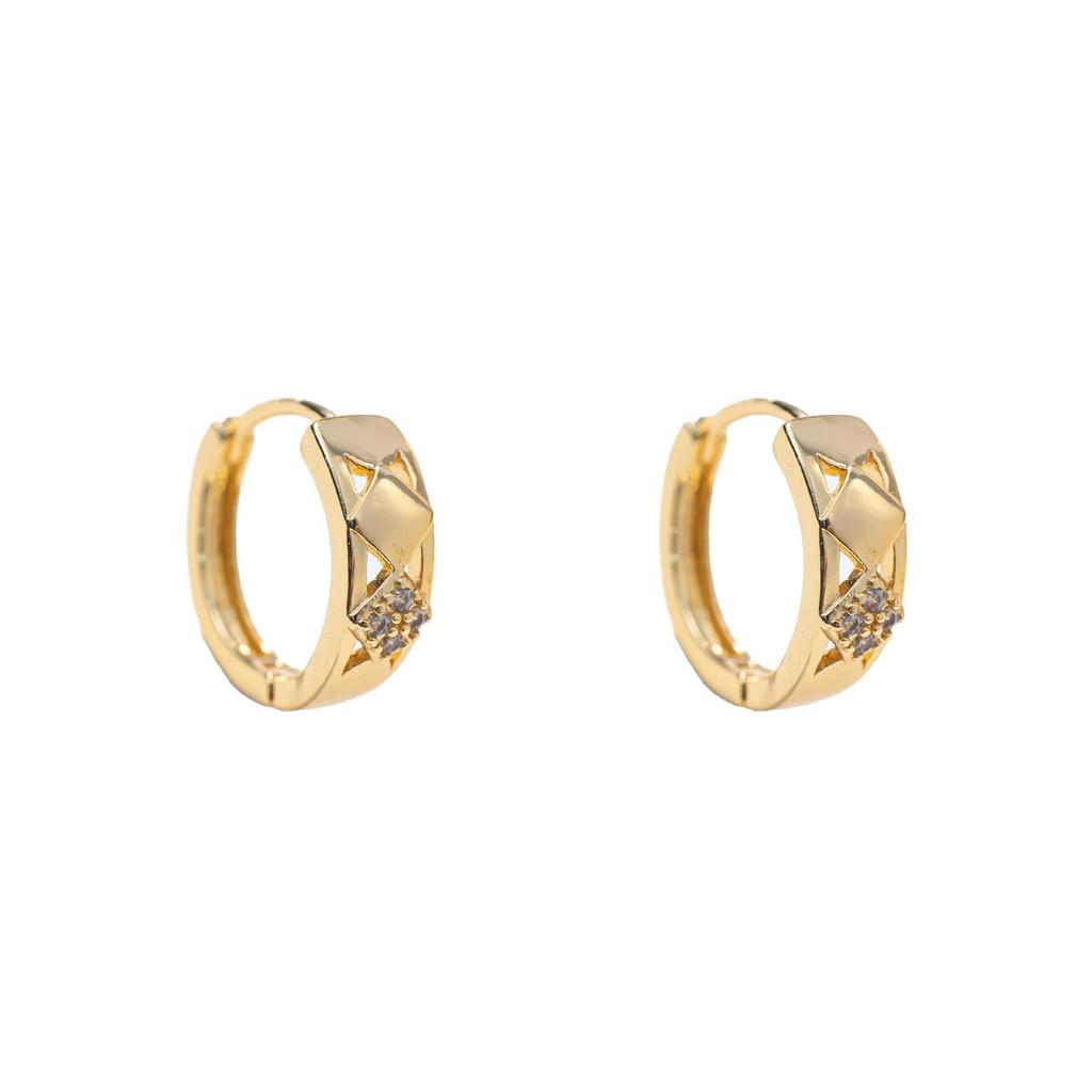 Korean Style Ultra-Shiny Zircon Double-Sided Rhombus Earrings for Women