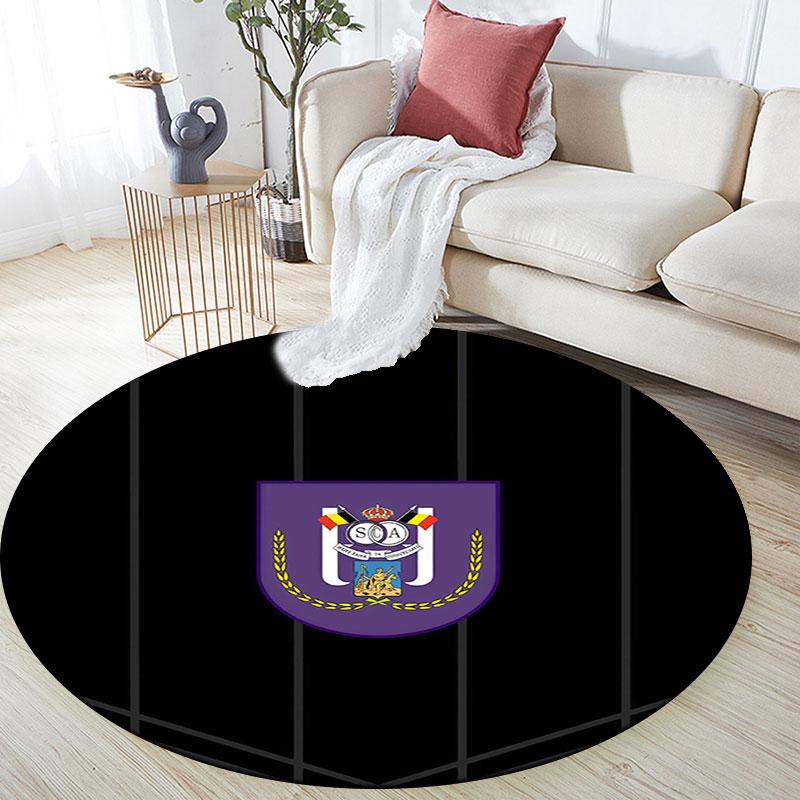 RSC Anderlecht, Tappeto Rotondo, Tappeto per Soggiorno Camera da Letto Divano Stanza dei Giochi Decorazione, Tappetino Antiscivolo