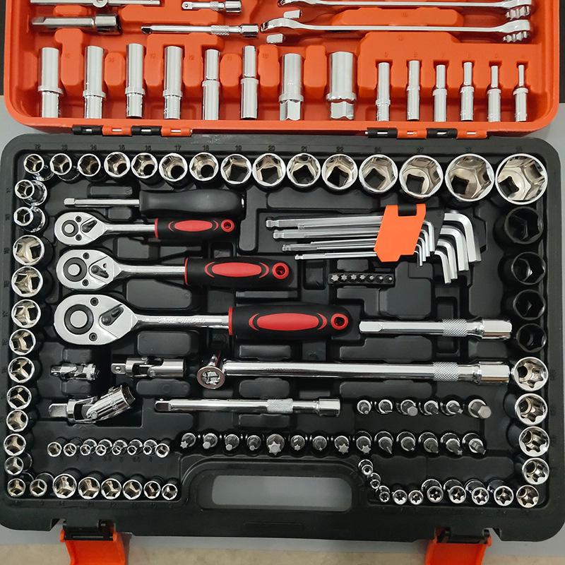 53-Piece Hex & Phillips Screwdriver Set with Ratchet Wrench & Socket Tool for Car & Motorcycle Repair