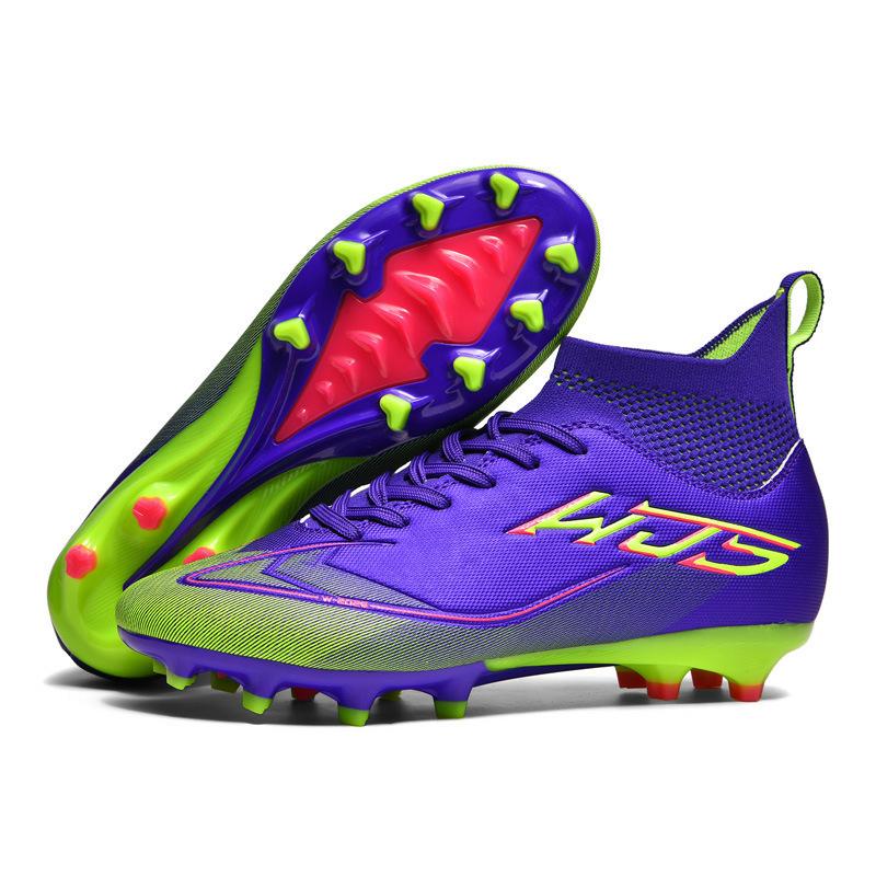 2025 new football shoes, men's and women's high-top youth students, spikes AG artificial grass training shoes