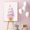 Nordic Moderne Rosa Eis Zuckerwatte Leinwand Malerei Druck Poster Wand Kunst Bild Für Mädchen Zimmer Dessert-Shop Dekoration