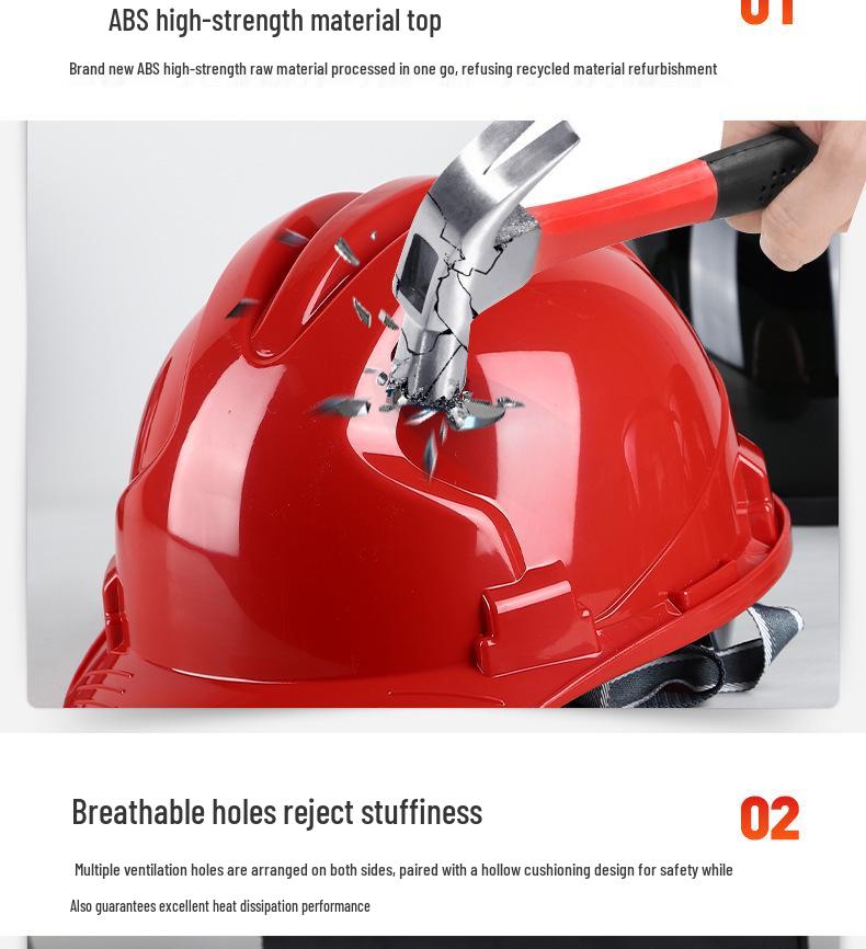 ABS Three-Rib Construction Safety Helmet: Breathable, Anti-Smash, Insulated, National Standard Certified for Summer Workers.