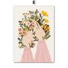 Boho Fashion Girl Flowers Leaves Illustration Wall Art Canvas Painting Nordic Poster And Prints Pictures For Living Room Decor