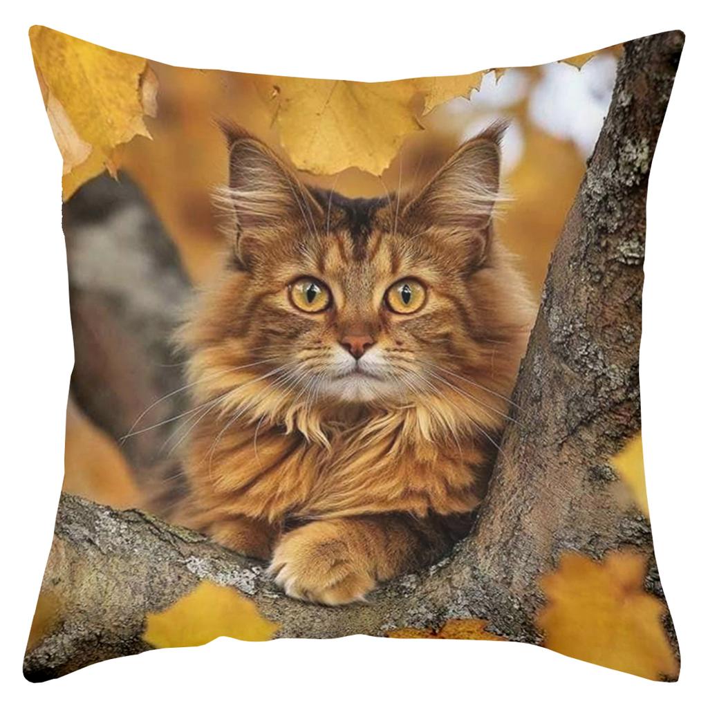 Cute Cat Pillows With Nature Scenes For Home Decor Polyester pillowcase, sofa decorative cushion cov Headboard Pillow