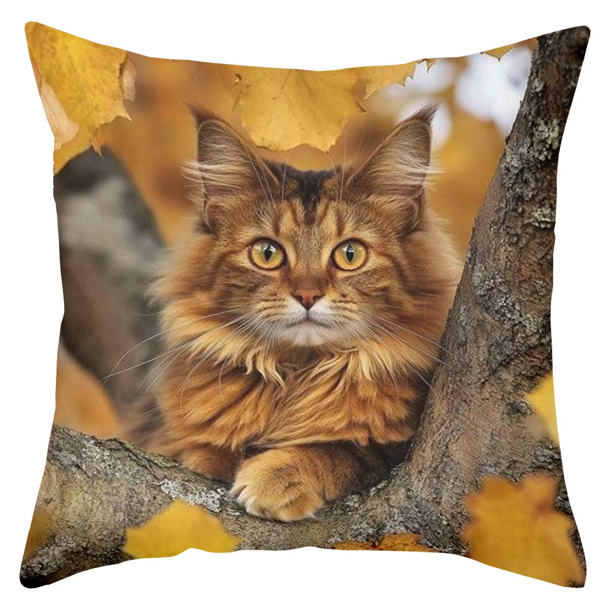 

Cute Cat Pillows With Nature Scenes For Home Decor Polyester pillowcase sofa decorative cushion cov Headboard Pillow 40cmx40cm
