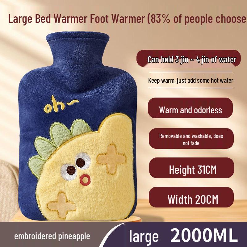 Explosion-Proof Hot Water Bottle with Cute Plush Cover - Ideal for Abdomen and Bed Warmth