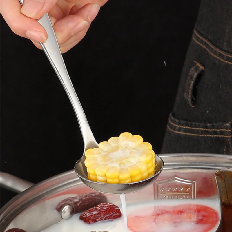 Korean Long Handle Deepen Soup Spoon Colander Stainless Steel Buffet Serving Tableware Home Tablespoons Cooking Utensils