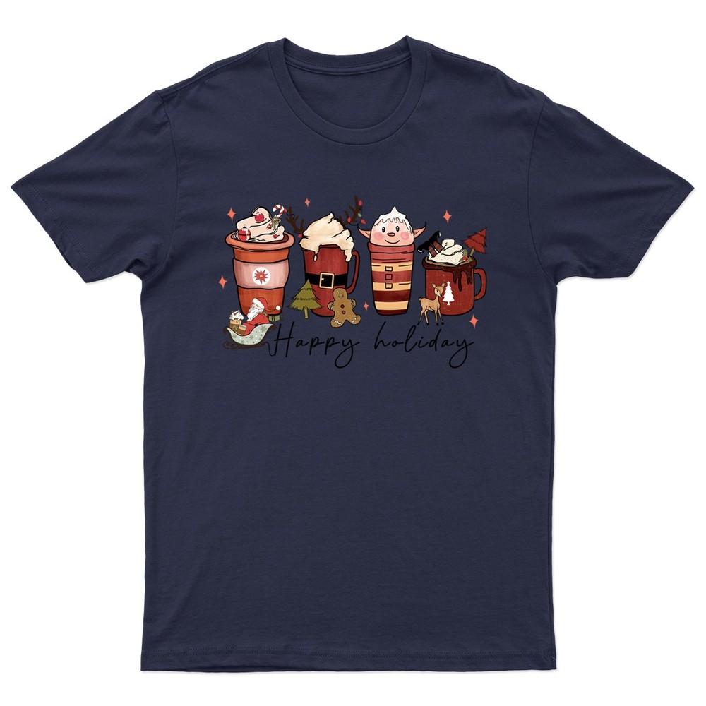 Happy Holiday Christmas Coffee TShirt Unisex Gift Retro Seasonal Funny Xmas