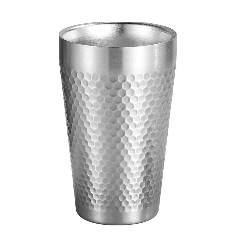 

Stainless Steel Double-Wall Beer Cups Large Capacity Insulated and Heat-resistant Milk Cup Keep Cold Hammered Texture Drinks Cup 170ML