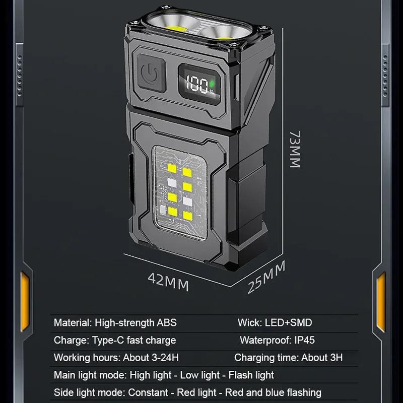 Ultra Bright Flashlight Outdoor Portable Flashlight 8 Mode Type-C Charging Multifunctional Torch for Night Work Hiking emergency