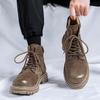 Fashion Men's Retro Boots British Style Work Shoes Autumn Winter Thick Bottom High Top Non Slip Warm Casual Leather Motorcycle Boots