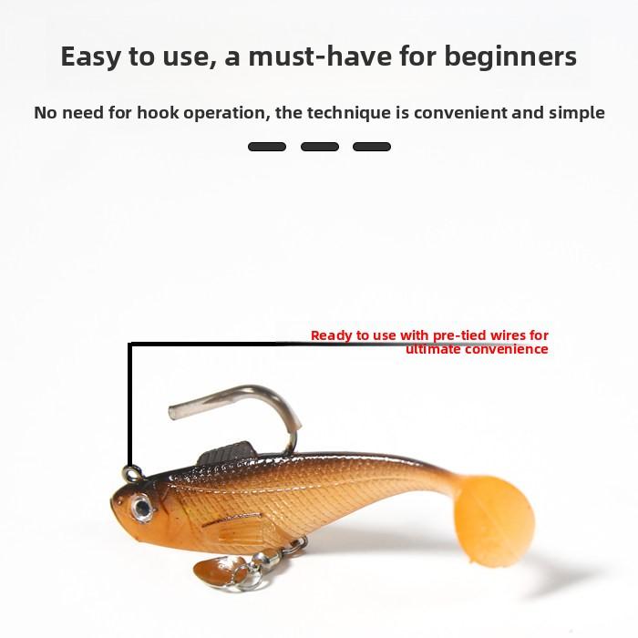 Jumping Fish Lure Lead Anti-Snag Rotating Soft Bait with Hooks for Mandarin Fish Bass Catfish Sea Fishing Black Pit Fishing