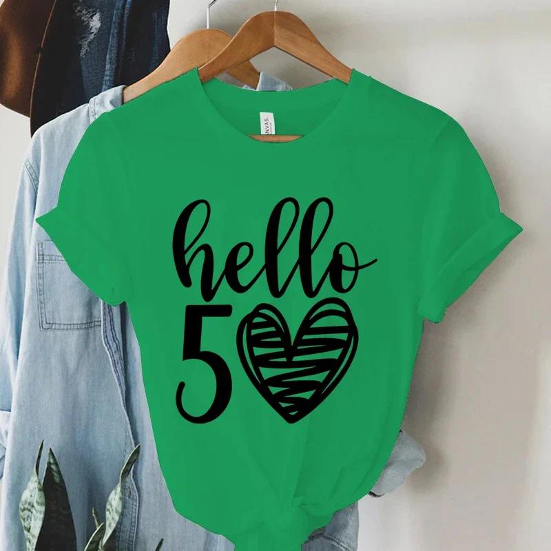 New Arrival Hello 50 Loose Funny Tshirt Hello Fifty Shirt 50th Birthday Shirt Birthday Party Tees Gift Casual Women Shirt Top