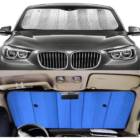 Windshield Sunshade Car Foldable UV Ray Reflector Auto Front Window Sun Shade Visor Shield Shade,Keeps Vehicle Cool - Blue (55" X 27.5")