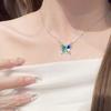 Color Zircon Butterfly Necklace, Female Tide Temperament Versatile, High-End Light Luxury, Niche Design Sense Collarbone Chain