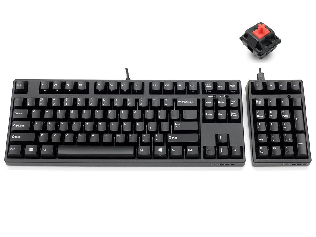 FILCO Majestouch TKSP Office Inglês Silencioso Vermelho Tenkeyless Numérico PBT Moldado Mídia Conjunto Tipo NumLock, Layout, Eixo, Teclado, Teclado Numérico, Preto, 2 Cores