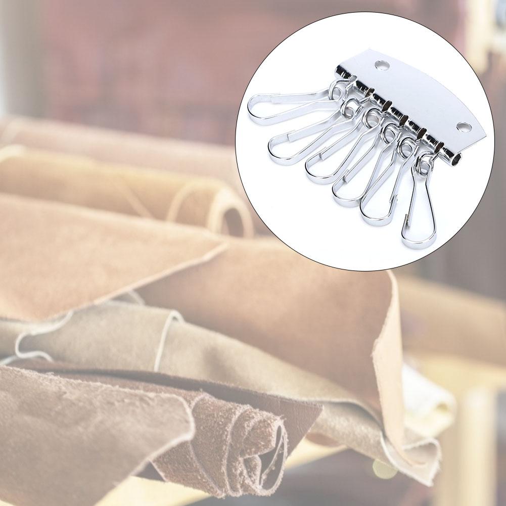 Key Row Wallet Leather Bag Hardware Key Ring Row Organizer Holder 6 Hooks Clasp Clip (Silver)