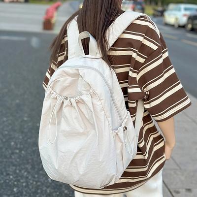 Simple Harajuku School Bag Female College Students Versatile Solid Color Computer Travel Backpack Large Capacity High School Student Backpack Tide