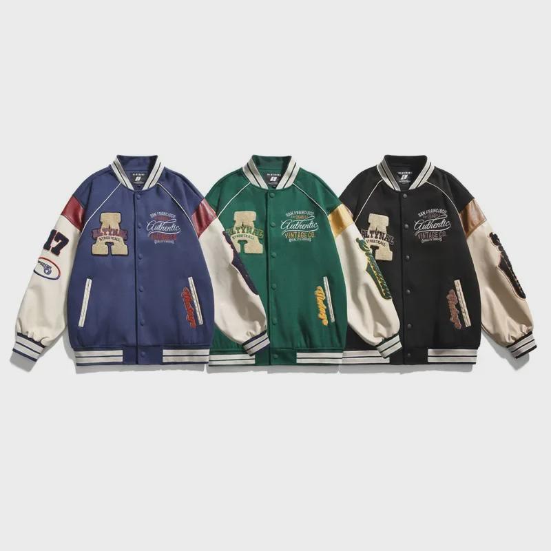 Jaqueta de Beisebol Masculina Estilo Coreano com Contraste de Cores Primavera/Outono 2024 - Look Americano Moderno que Combina com Tudo