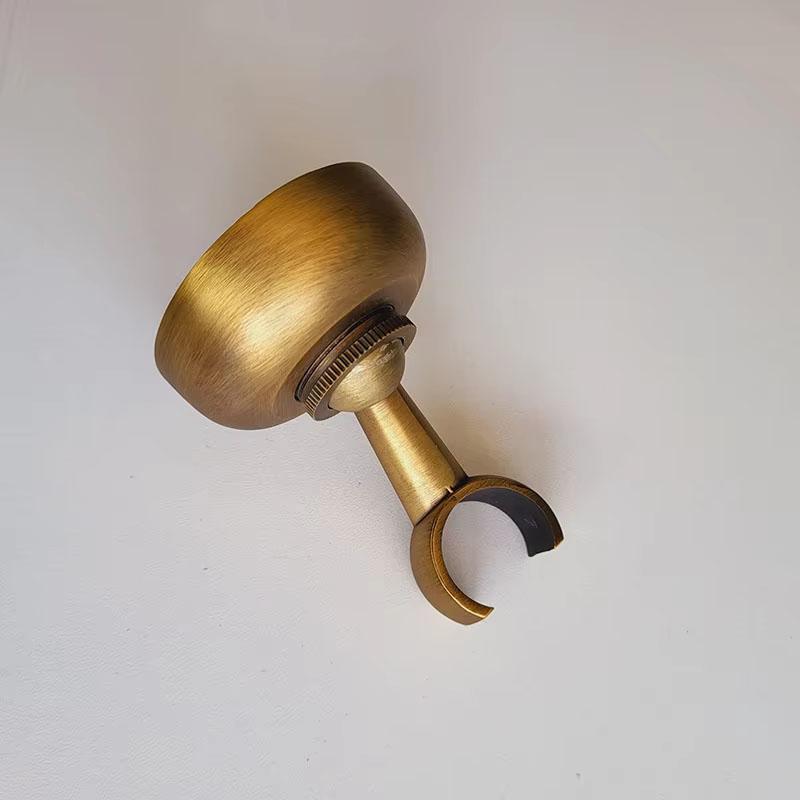 Porta Doccetta a Mano da Parete in Ottone Massiccio Finitura Ottone Anticato Gancio Supporto a Piedistallo Accessori Doccia a Incasso Raccordo Bagno